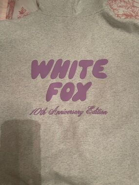 White Fox Boutique Gray Hoodie with Purple Logo